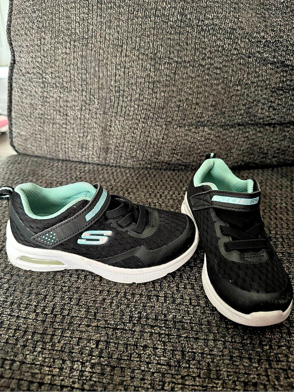 Skechers Microspec Max Girls Black Aqua Sneakers Size 10 Toddler
